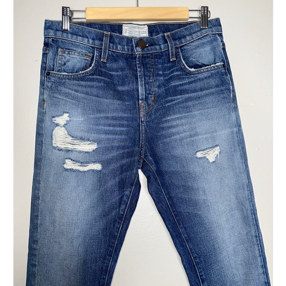 Current Elliott The Slouchy Skinny Jeans Light Blue Wash Distressed Size 25 - Picture 3 of 7